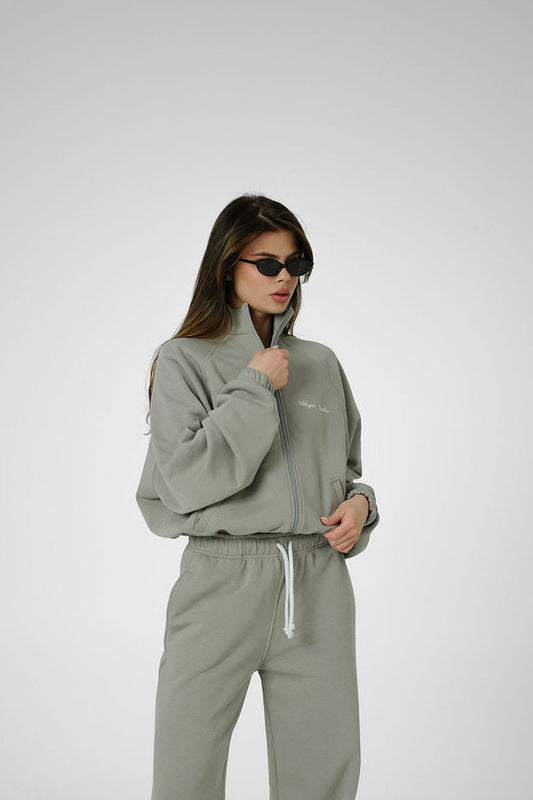 2IN1 COLLAR ZIP - OLIVE GREY