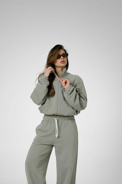 2IN1 COLLAR ZIP - OLIVE GREY