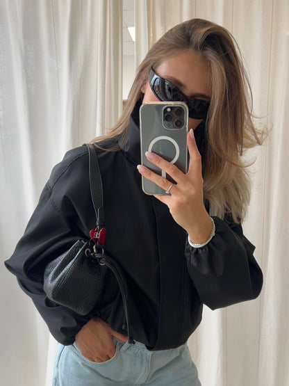 FUNNEL NECK WINDBREAKER - BLACK | PRE-ORDER