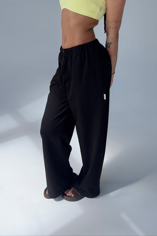WIDE LEG TROUSERS - BLACK | LAST UNIT