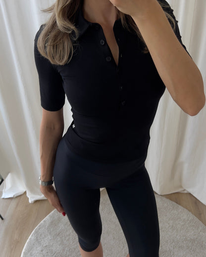 POLO TOP - BLACK