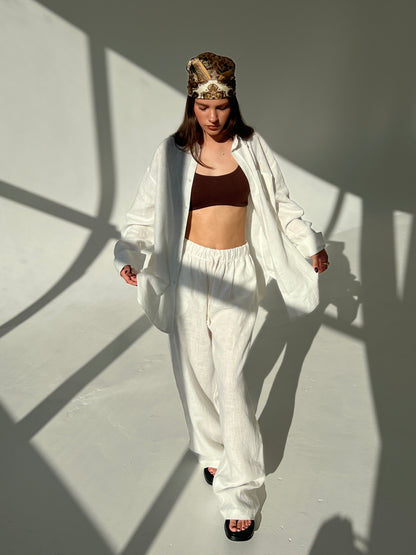 LINEN PANTS IN SOFT WHITE