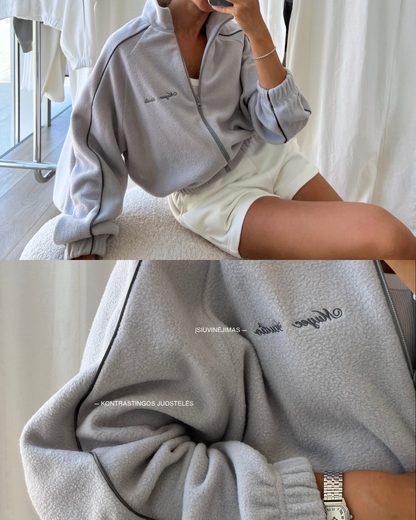 FLEECE COLLAR ZIP - LIGHT GREY