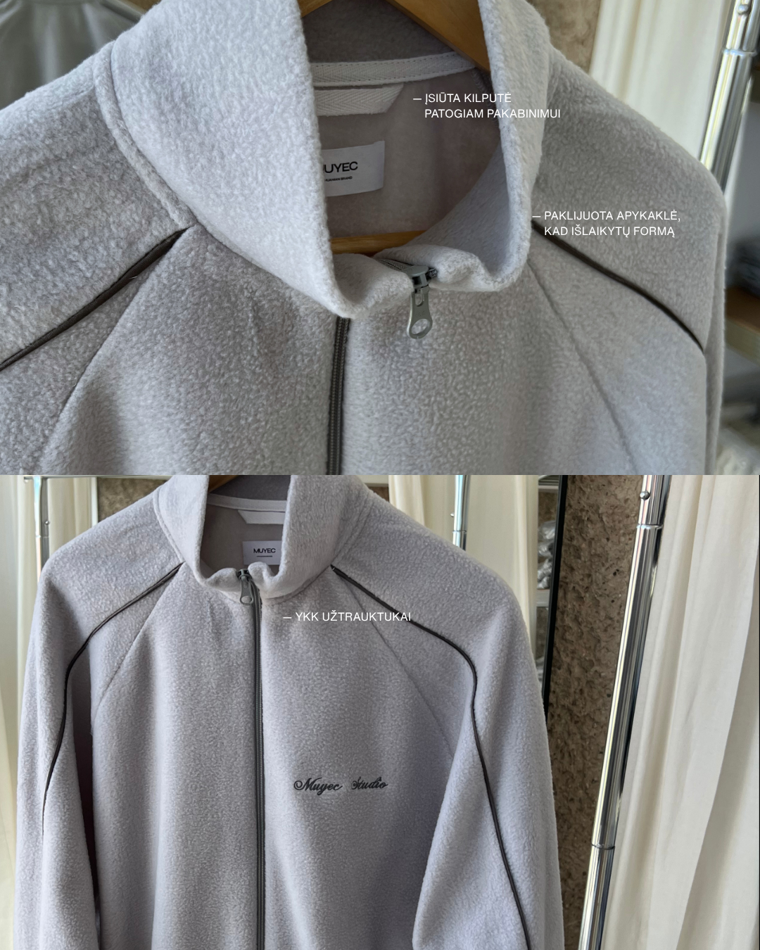 FLEECE COLLAR ZIP - LIGHT GREY