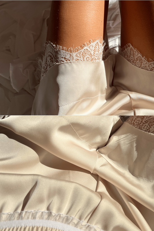 SATIN LACE SHORTS - CHAMPAGNE | LAST UNIT