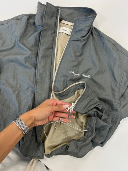 FUNNEL NECK WINDBREAKER - MINERAL GREY